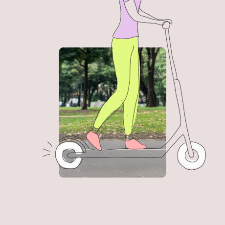 dessin d'une personne à trottinette