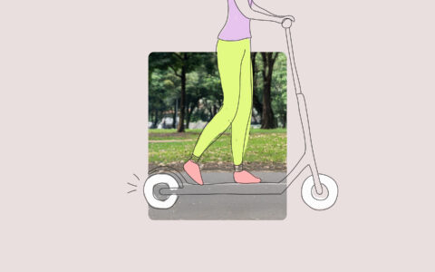 dessin d'une personne à trottinette