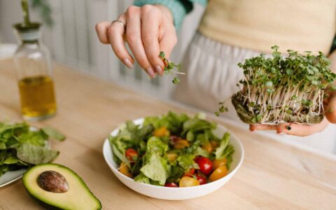 bol de salade et pousses