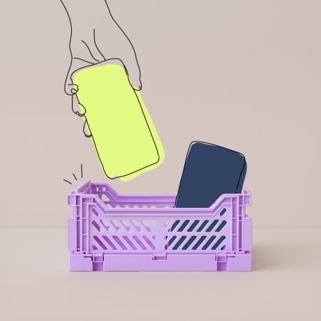 deux cellulaires dans un panier