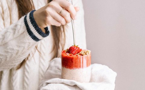 verre de gruau au fraises