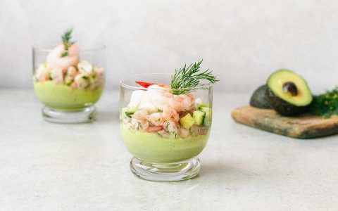 verrines avocat et crevettes