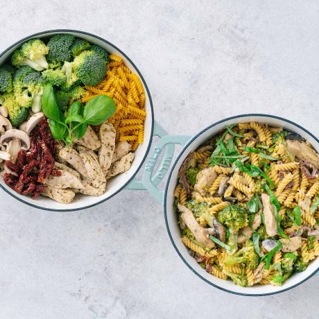 2 casseroles de pâtes au poulet